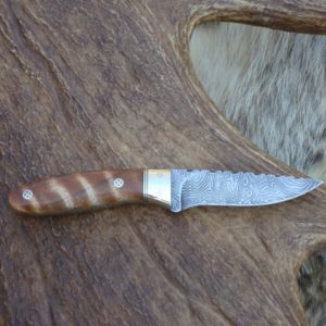 CHETOIANCE BURL WOOD HANDLE DAMASCUS BLADE HUNTER FILE WORKED