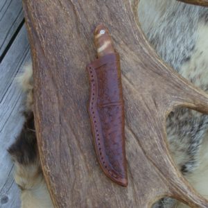 CHETOIANCE BURL WOOD HANDLE DAMASCUS BLADE HUNTER FILE WORKED