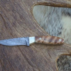 CHETOIANCE BURL WOOD HANDLE DAMASCUS BLADE HUNTER FILE WORKED