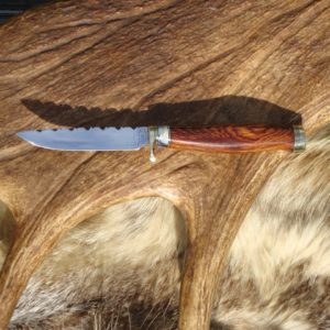 COCOBOLO WOOD WITH MAMMOTH TOOTH HANDLE CARBON STEEL BLADE BIRD TROUT KNIFE