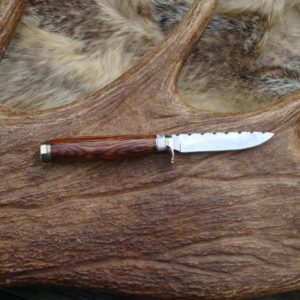 COCOBOLO WOOD WITH MAMMOTH TOOTH HANDLE CARBON STEEL BLADE BIRD TROUT KNIFE