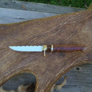 CARBON STEEL COOLIBAH BURL & IRON WOOD HANDLE BIRD TROUT KNIFE