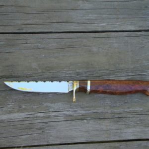 CARBON STEEL COOLIBAH BURL & IRON WOOD HANDLE BIRD TROUT KNIFE