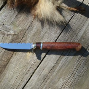 CARBON STEEL COOLIBAH BURL & IRON WOOD HANDLE BIRD TROUT KNIFE