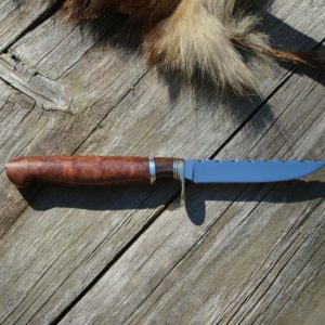 CARBON STEEL COOLIBAH BURL & IRON WOOD HANDLE BIRD TROUT KNIFE