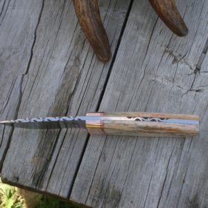 COPPER BOLSTER GIRAFFE BONE DAMASCUS HUNTER