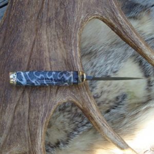 FOSSIL CORAL AFRICAN BLACKWOOD DAMASCUS BLADE HUNTER FILE WORKED