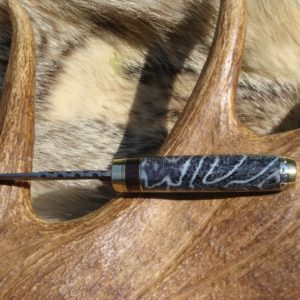 FOSSIL CORAL AFRICAN BLACKWOOD DAMASCUS BLADE HUNTER FILE WORKED