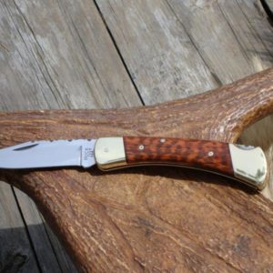 CUSTOMIZED BUCK 110 SNAKE WOOD HANDLE POCKET KNIFE