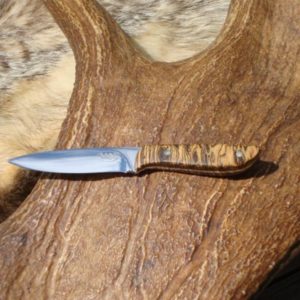 CUSTOM BOCOTE BURL HANDLE BIRD TROUT TOOL STEEL KNIFE