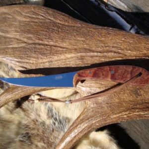 CUSTOM FILLET KNIFE WITH AUSTRALIAN RED MALLE BURL WOOD HANDLES