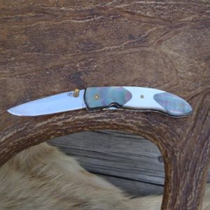 CUSTOM POCKET KNIFE BLACK LIP AND WHITE MOTHER OF PEARL