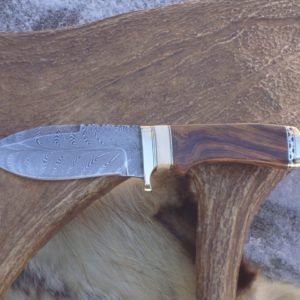 FEATHER DAMASCUS BLADE IRONWOOD WITH MAMMOTH IVORY HANDLE