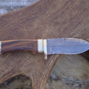 FEATHER DAMASCUS BLADE IRONWOOD WITH MAMMOTH IVORY HANDLE