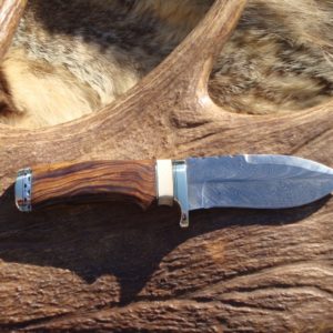 FEATHER DAMASCUS BLADE IRONWOOD WITH MAMMOTH IVORY HANDLE