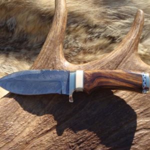 FEATHER DAMASCUS BLADE IRONWOOD WITH MAMMOTH IVORY HANDLE