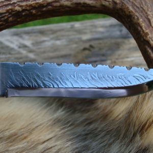 CARBON STEEL SCANDI GRIND COPPER FITTINGS WITH DYED FLAME MAPLE HANDLE FILE WORKED BLADE