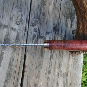 CARBON STEEL SCANDI GRIND COPPER FITTINGS WITH DYED FLAME MAPLE HANDLE FILE WORKED BLADE