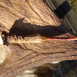 FLINT KNAPPED STAG HANDLE HUNITNG KNIFE PIPESTONE BEAR PAW INLAY POMMEL