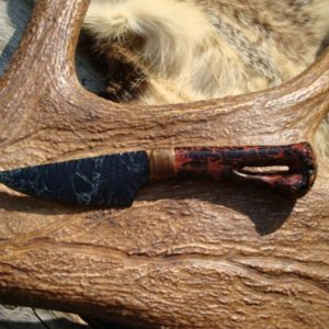 FLINTNAPPED MEXICAN OBSIDIAN BLADE SEAWEED HANDLE KNIFE