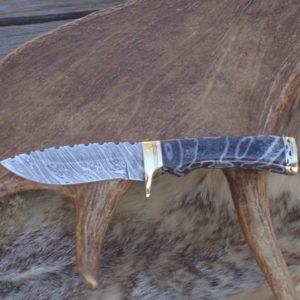 FOSSIL CORAL HANDLE WITH TIGER STRIPE DAMSCUS BLADE FILE WORKED BLADE AND SPACER