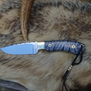FOSSIL CORAL HANDLE S30V STEEL BLADE DROP POINT HUNTER WITH FILE WORK