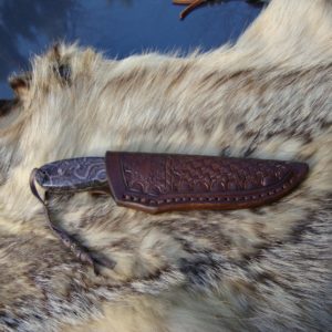 FOSSIL CORAL HANDLE DAMSCUS BLADE HUNTING KNIFE