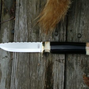 AFRICAN GEMSBOK HORN WITH WARTHOG TUSK SCANDI GRIND FILE WORKED BLADE