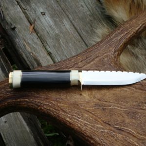 AFRICAN GEMSBOK HORN WITH WARTHOG TUSK SCANDI GRIND FILE WORKED BLADE