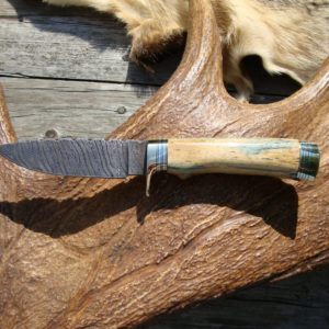 GIRAFFE BONE HANDLE TWIST DAMASCUS KNIFE