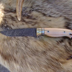 GIRAFFE BONE HANDLE FIRE STORM DAMASCUS KNIFE