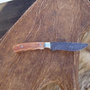 GIRAFFE BONE HANDLE DAMASCUS BLADE BIRD TROUT KNIFE