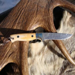 GIRAFFE BONE HANDLE FIRE STORM DAMASCUS KNIFE