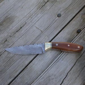 GIRAFFE BONE HANDLE DAMASCUS HUNTER FILE WORKED