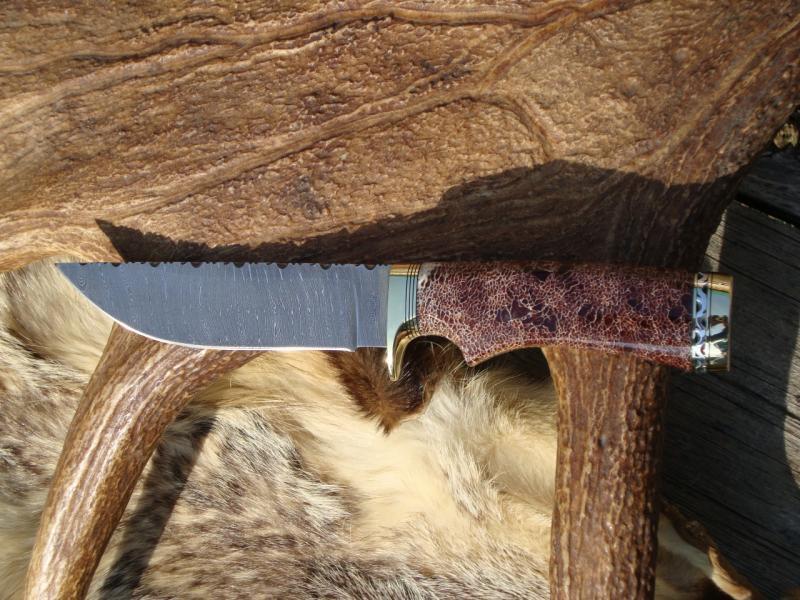 GIRAFFE BONE MARROW WITH RED RUBY RESIN HANDLE TIGHT TWIST DAMASCUS BLADE LARGE HUNTER FILE WORKED