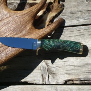 CUSTOM 52100 STEEL DROP POINT BLADE, STAR PATTERN MASUR BIRCH HANDLE FILE WORKED BLADE