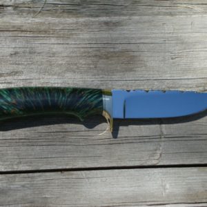 CUSTOM 52100 STEEL DROP POINT BLADE, STAR PATTERN MASUR BIRCH HANDLE FILE WORKED BLADE