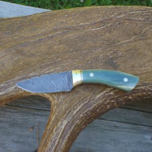 GIRAFFE BONE HANDLE, TWIST PATTERN FILE WORKED BLADE MINI HUNTER