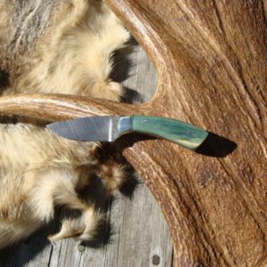 GIRAFFE BONE HANDLE, TWIST PATTERN FILE WORKED BLADE MINI HUNTER