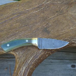 GIRAFFE BONE HANDLE, TWIST PATTERN FILE WORKED BLADE MINI HUNTER