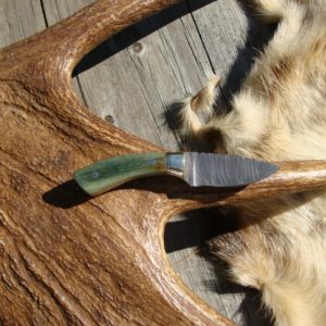 GIRAFFE BONE HANDLE, TWIST PATTERN FILE WORKED BLADE MINI HUNTER