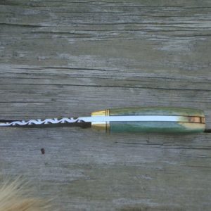 GIRAFFE BONE HANDLE, TWIST PATTERN FILE WORKED BLADE MINI HUNTER