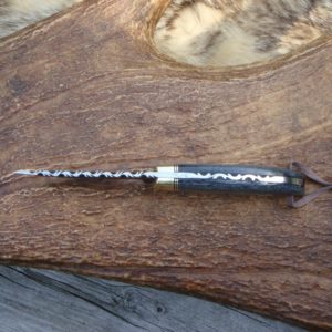 DAMASCUS BLADE GIRAFFE BONE HANDLE SMALL HUNTER FILE WORKED