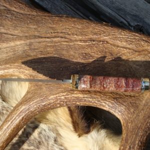 GIRAFFE BONE MARROW WITH RED RUBY RESIN HANDLE TIGHT TWIST DAMASCUS BLADE LARGE HUNTER FILE WORKED