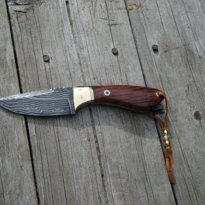 AUSTRALIAN HAIRY OAK HANDLE STRAIGHT LINE DAMASCUS KNIFE