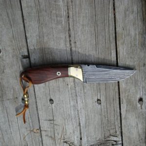 AUSTRALIAN HAIRY OAK HANDLE STRAIGHT LINE DAMASCUS KNIFE