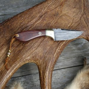 AUSTRALIAN HAIRY OAK HANDLE STRAIGHT LINE DAMASCUS KNIFE