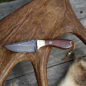 AUSTRALIAN HAIRY OAK HANDLE STRAIGHT LINE DAMASCUS KNIFE