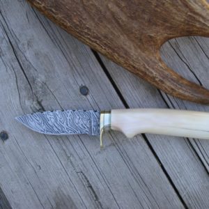 HIPPO IVORY HANDLE DAMASCUS BLADE HUNTER FILE WORKED