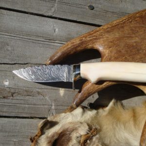 HIPPO IVORY HANDLE DAMASCUS BLADE HUNTER FILE WORKED